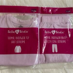 NWT Girl’s Bella & Birdie Thermal Top & Long Underwear Set Size S 7/8